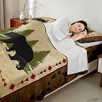 Bear Feuilles de lit Set King Size Rustic Farmhouse Feuille de faune de l'ours Ensemble de feuilles d'ours sauvages Country Cabin Lodge Decor Bedding Set Nature Woodland Bear Paw Print Top Sheet with Pocket Brown Green 4Pcs