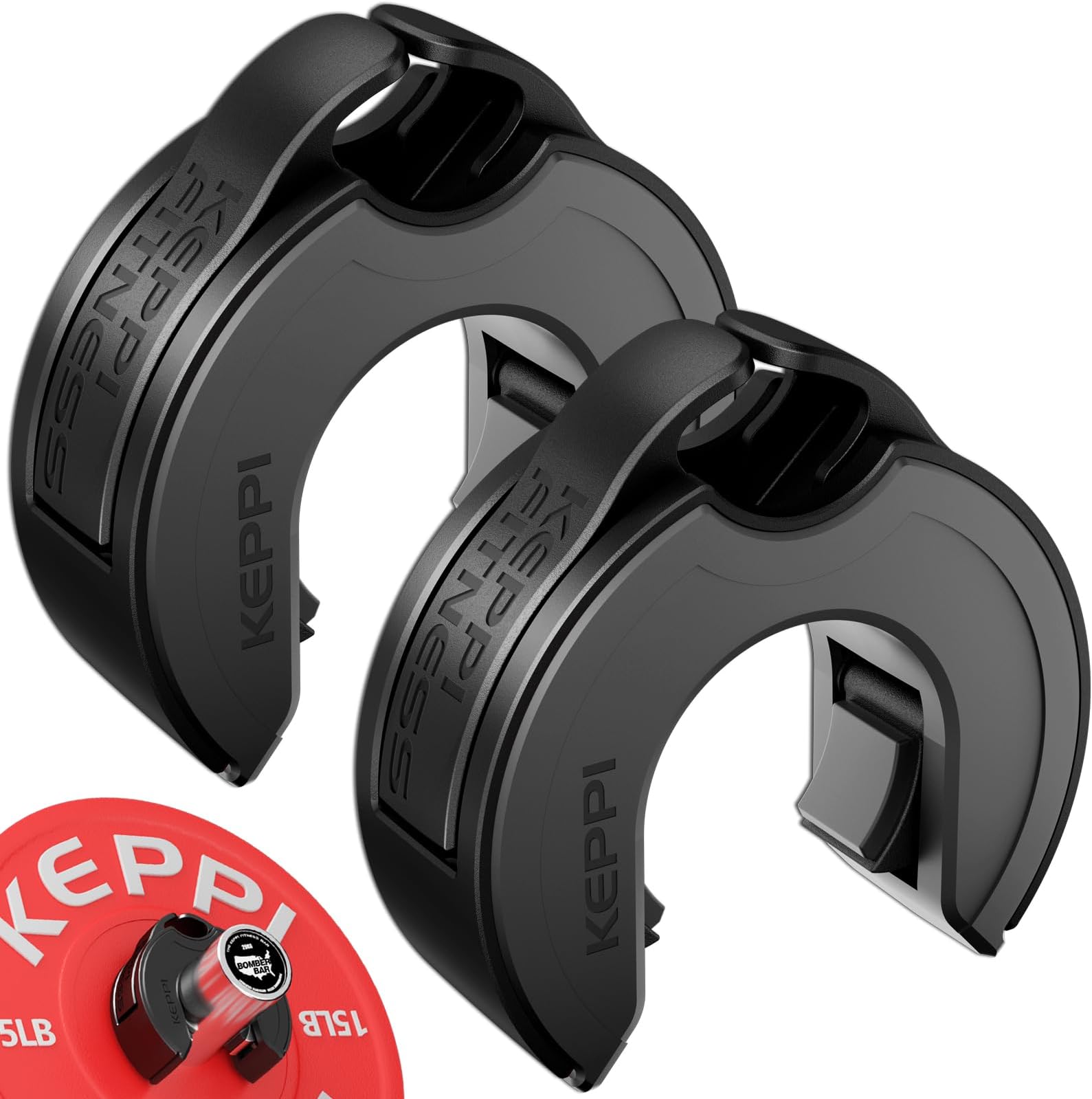 Keppi FitnessKeppi Fitness Barbell Clips, C-Shape Barbell Clamps for Weight Lifting Bar, Fast Lock/Removal Weight Clips Barbell Collars 2 Inch Olympic Gym Equipment