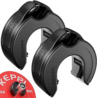 KeppiFitness Barbell Clamps, 2-Inch Aluminum Barbell Clips with Magnetic Storage, Fast Locking & Removal - OPENCOLLAR (Black)