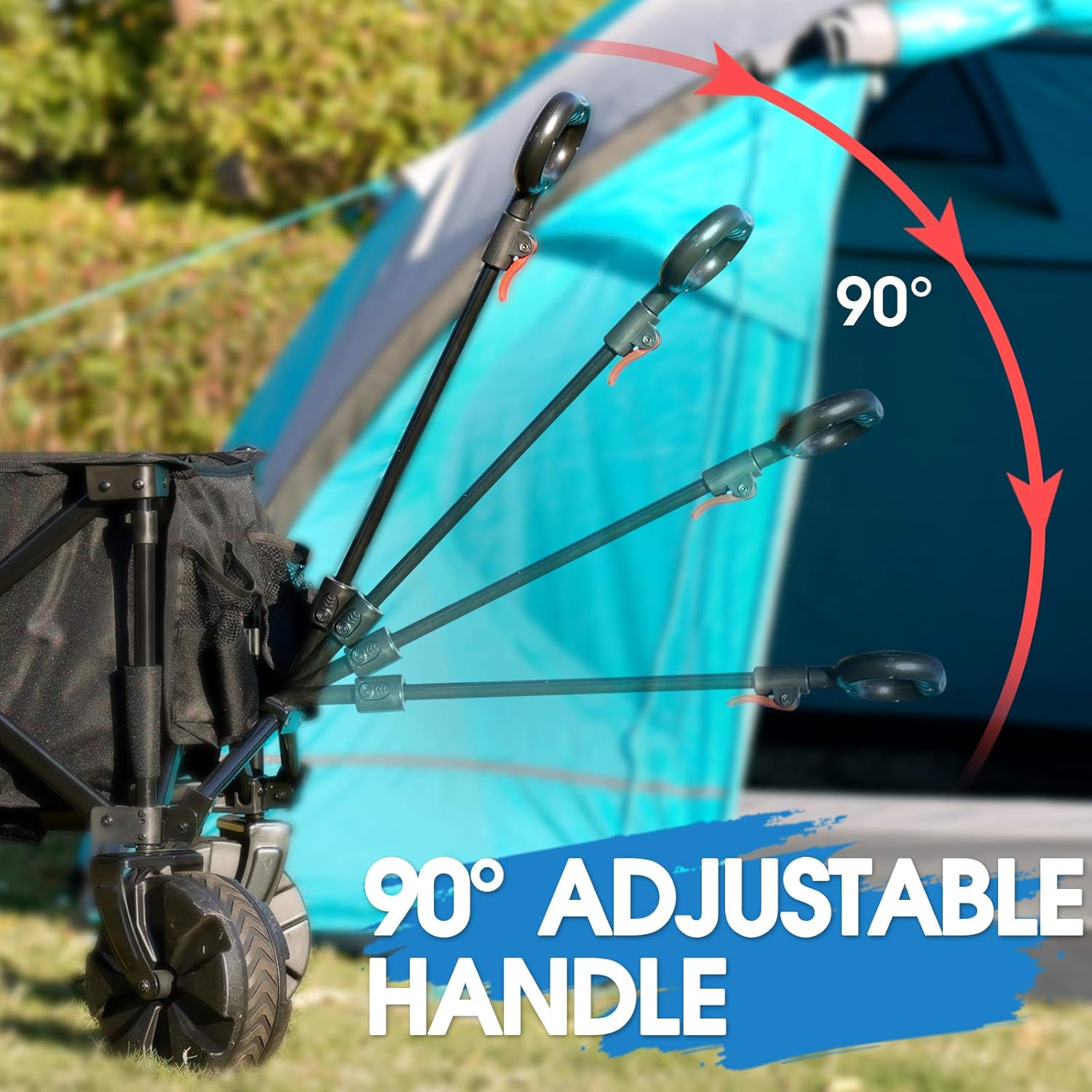 PORTAL Collapsible Folding Utility Wagon Cart with 8 inches Wheels Telescoping Handle for Outdoor Garden and Beach Use, Black : Patio, Lawn & Garden