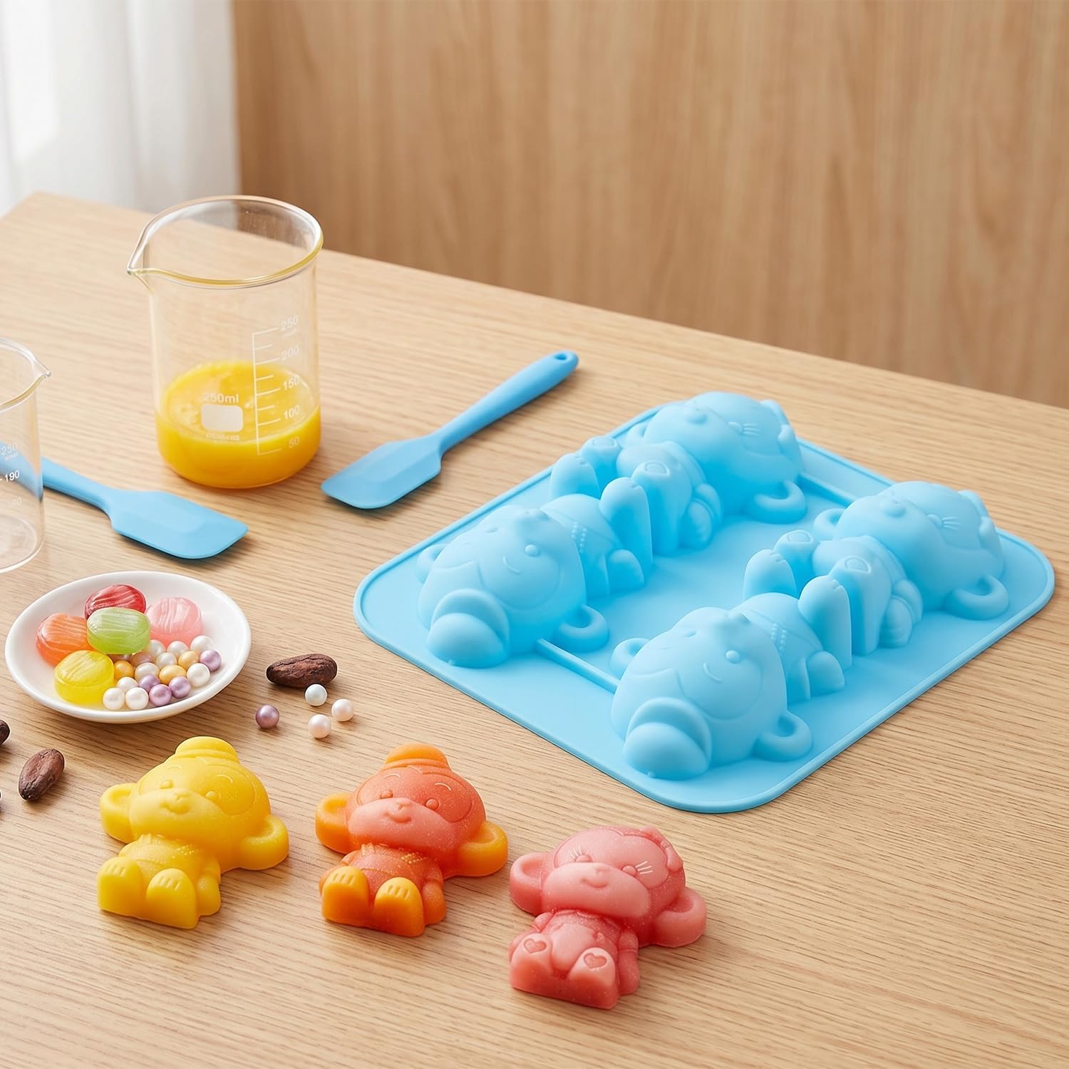 4 Cavity Monkey Silicone Candy Molds For Candy Chocolate Cake Decorations