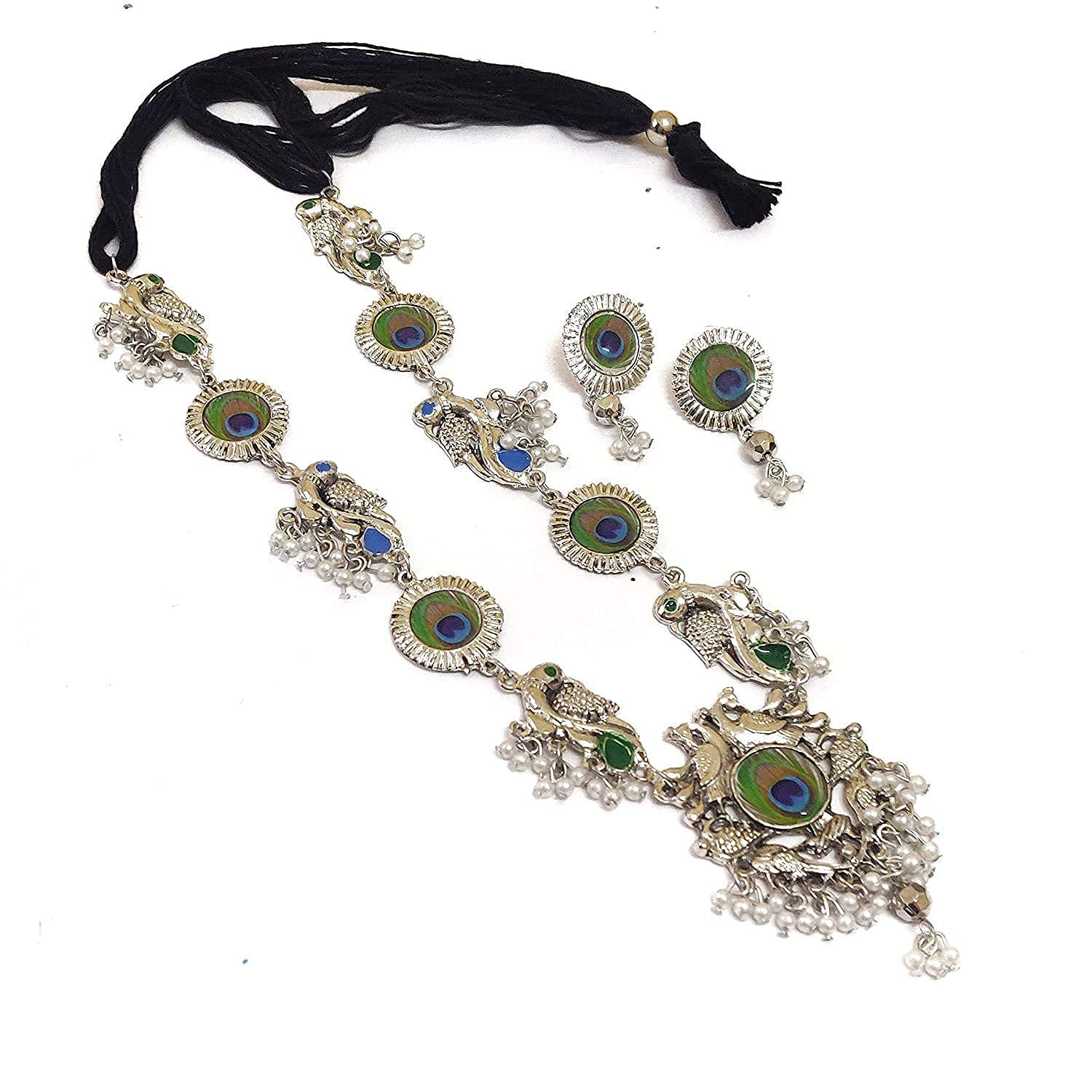 Paninaro Stylish Boho Trible Silver Plated Oxidised Long Chain Pendant Necklace Set Jewellery For Women & Girls (B0BSXR9BT3) Amazon Price History, Amazon Price Tracker