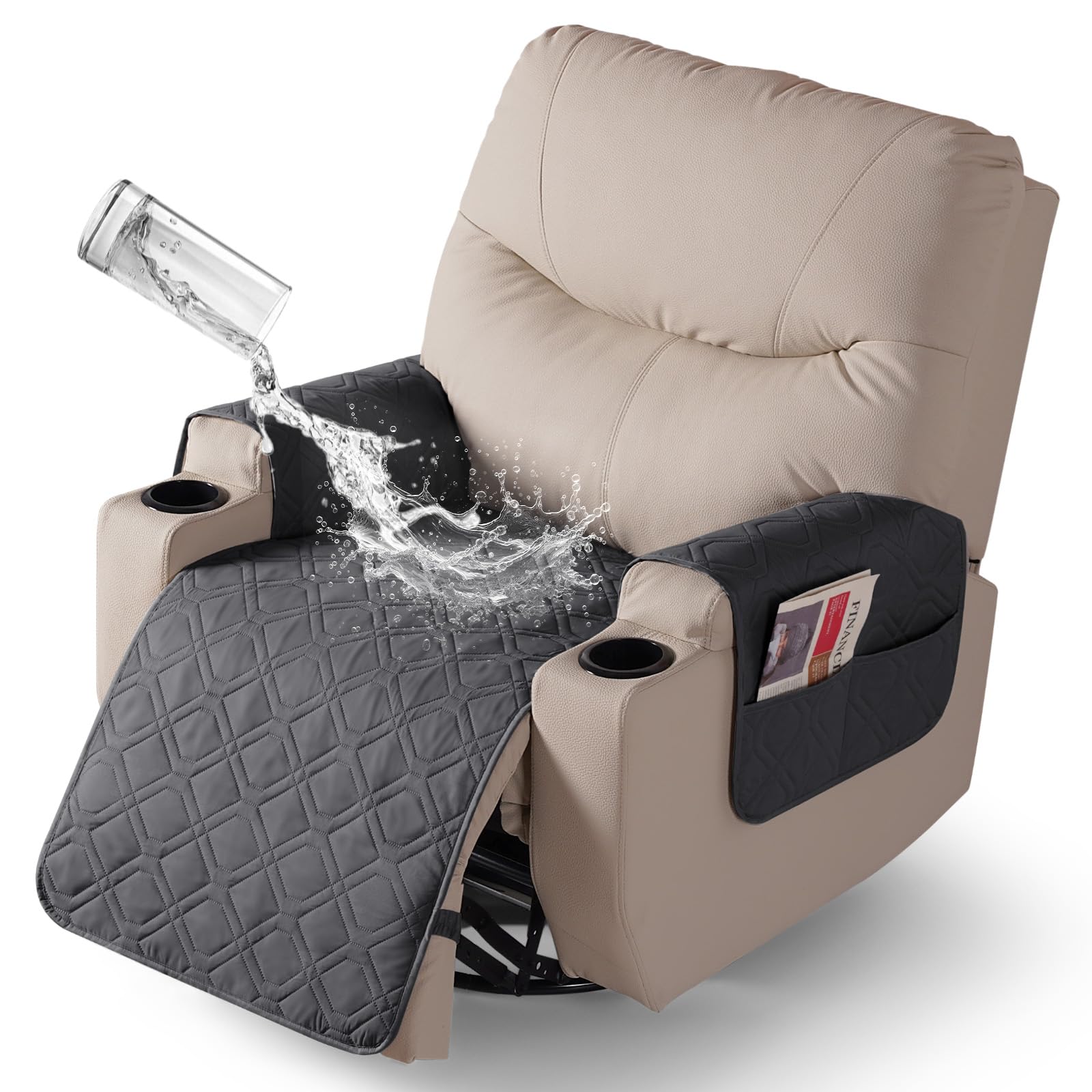 VANSOFY Recliner Chair Covers 100% Waterproof Seat Cover with Arm Reclining Cover Non-Slip Recliner Chair Covers Furniture Protector Washable