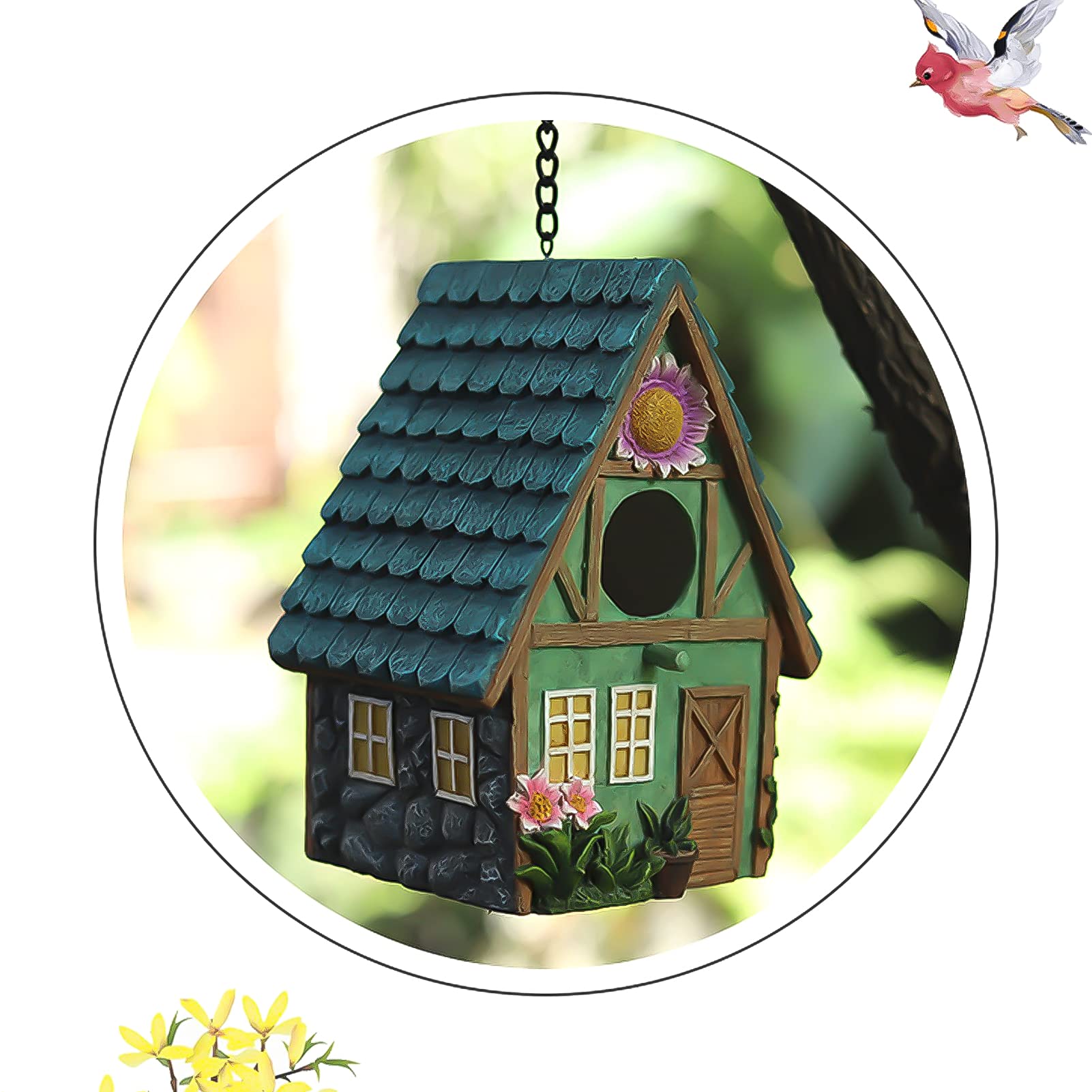 Nichoir Oiseaux Exterieur Original,Nichoirs à Oiseaux Sauvages,Repos Douillette pour Oiseaux,Peut Abriter à Partir De Temps Froid,Nid Oiseau Fait à La Mainr, pour La Décoration du Jardin,21x15x13cm