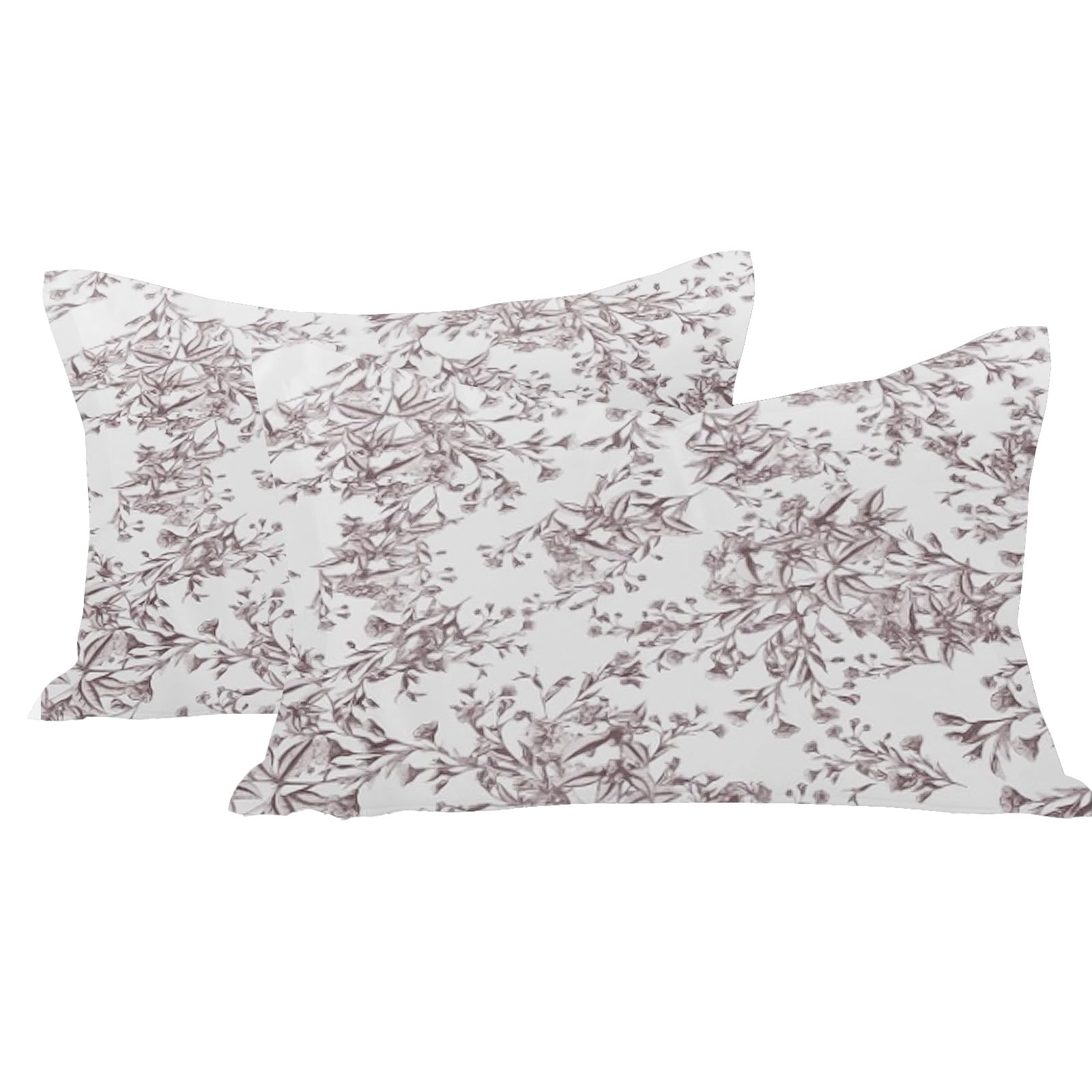 LINENWALAS 100% Cotton Twill Standard Size Pillow Case Set of 2 | Soft, Breathable & Durable Printed Pillowcases |Premium Cotton Twill Bed Pillow Covers (18x28 Inches, Brown Botanical)