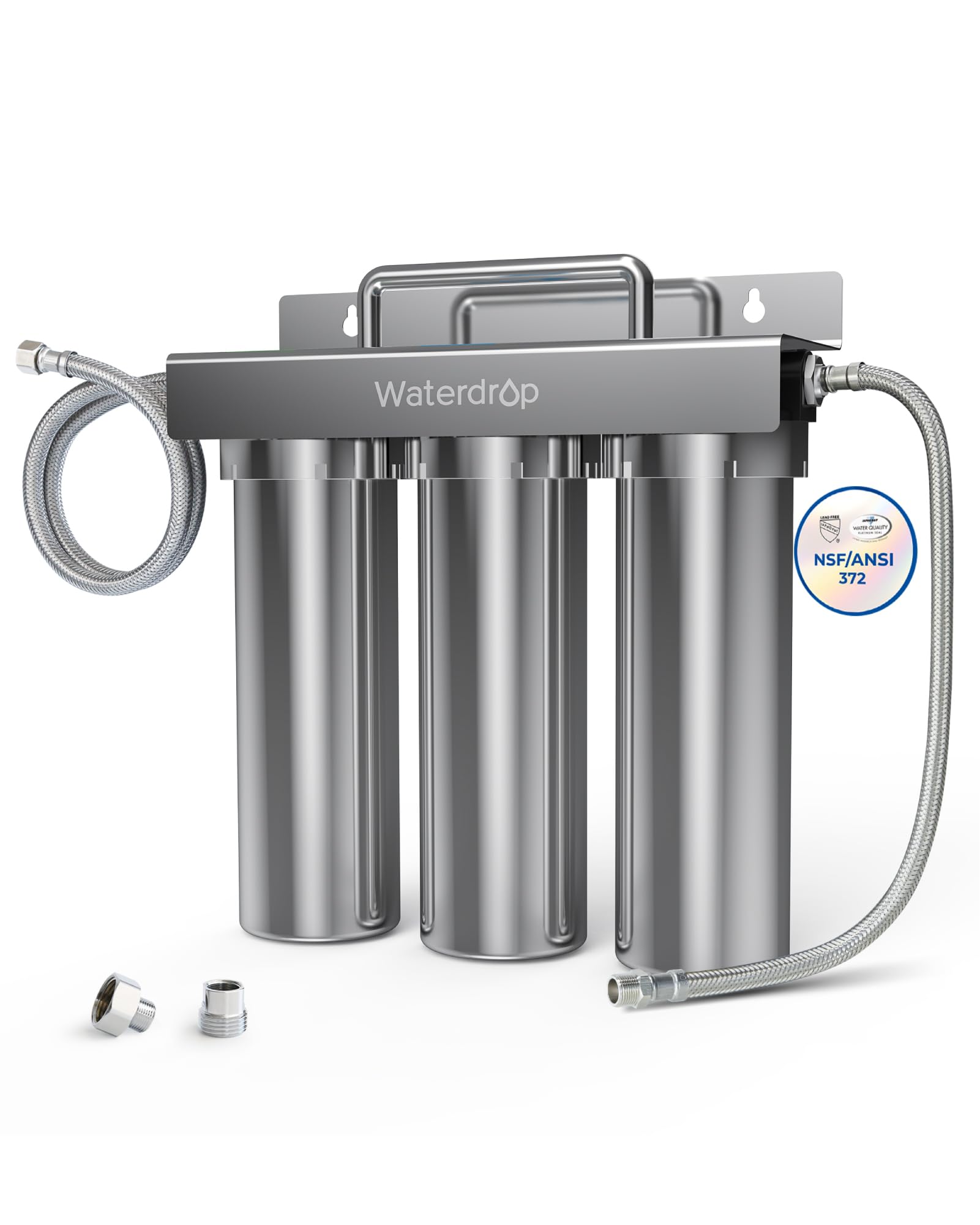 Waterdrop TST-UF Filtre à eau ultra-filtration sous évier 0,01 μm, filtre à eau en acier inoxydable pour évier, durée de vie 5x, 99,99% impuretés supérieures à 0,01 μm, USA Tech (3 filtres
