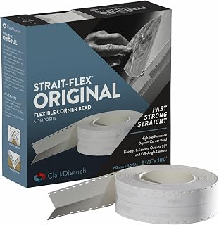 StraitFlex Original Drywall Tape: Flexible Corner Bead for Inside/Outside/Off-Angle Corners - 100ft Roll, No Backfill Needed