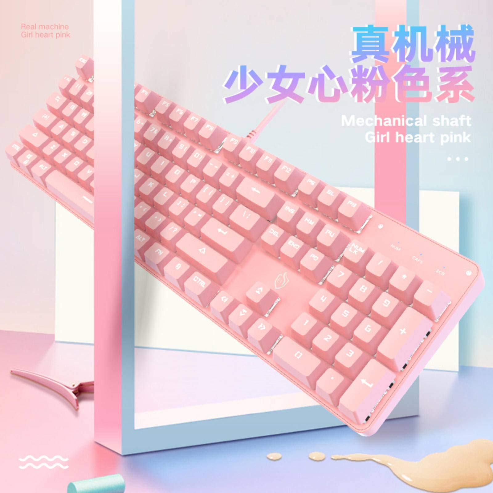Amazon.co.jp: ガールハートキュートピンクスクエアパンクキーボード