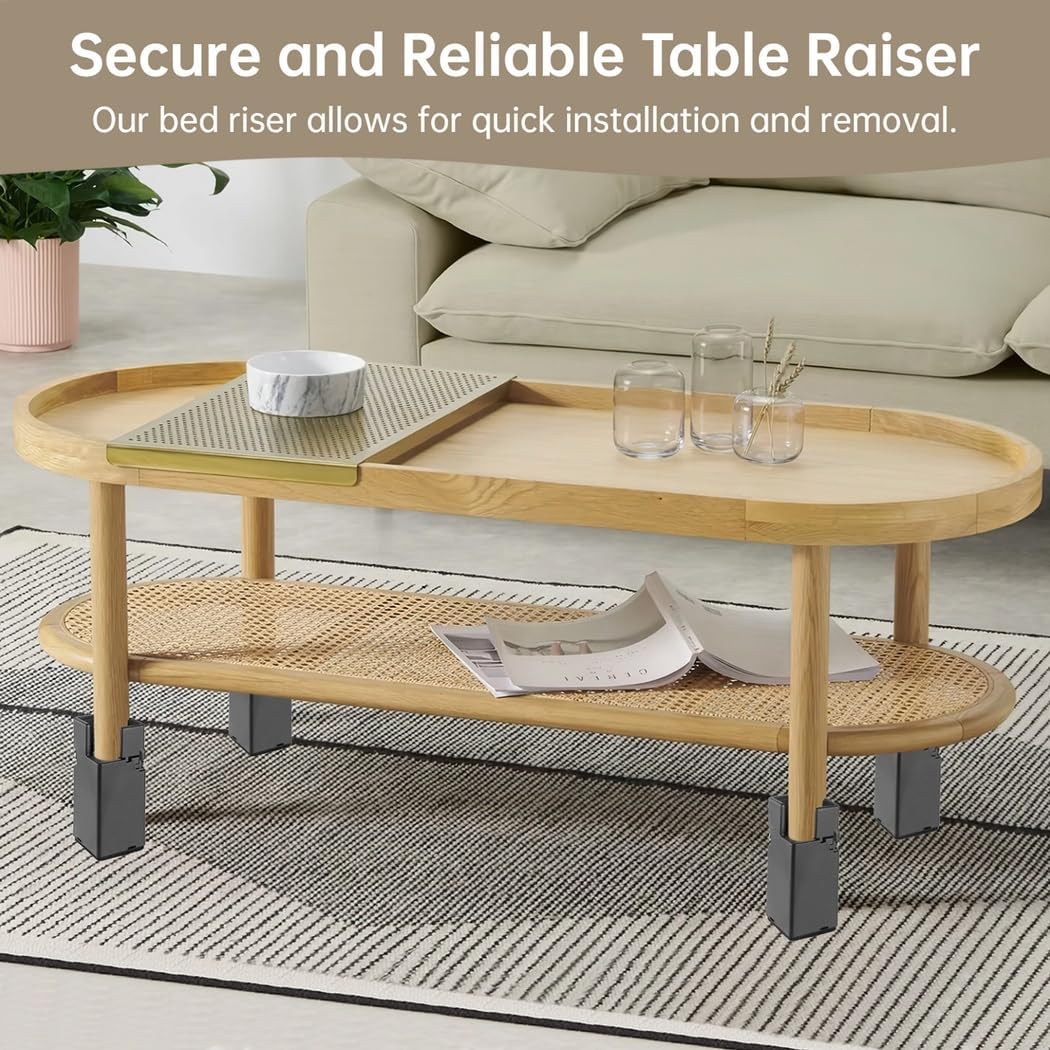 Couch Desk Table Leg Height Increasers, Adjustable Screw Clamp On Furniture Risers, Four Pieces Adjustable Bed Risers