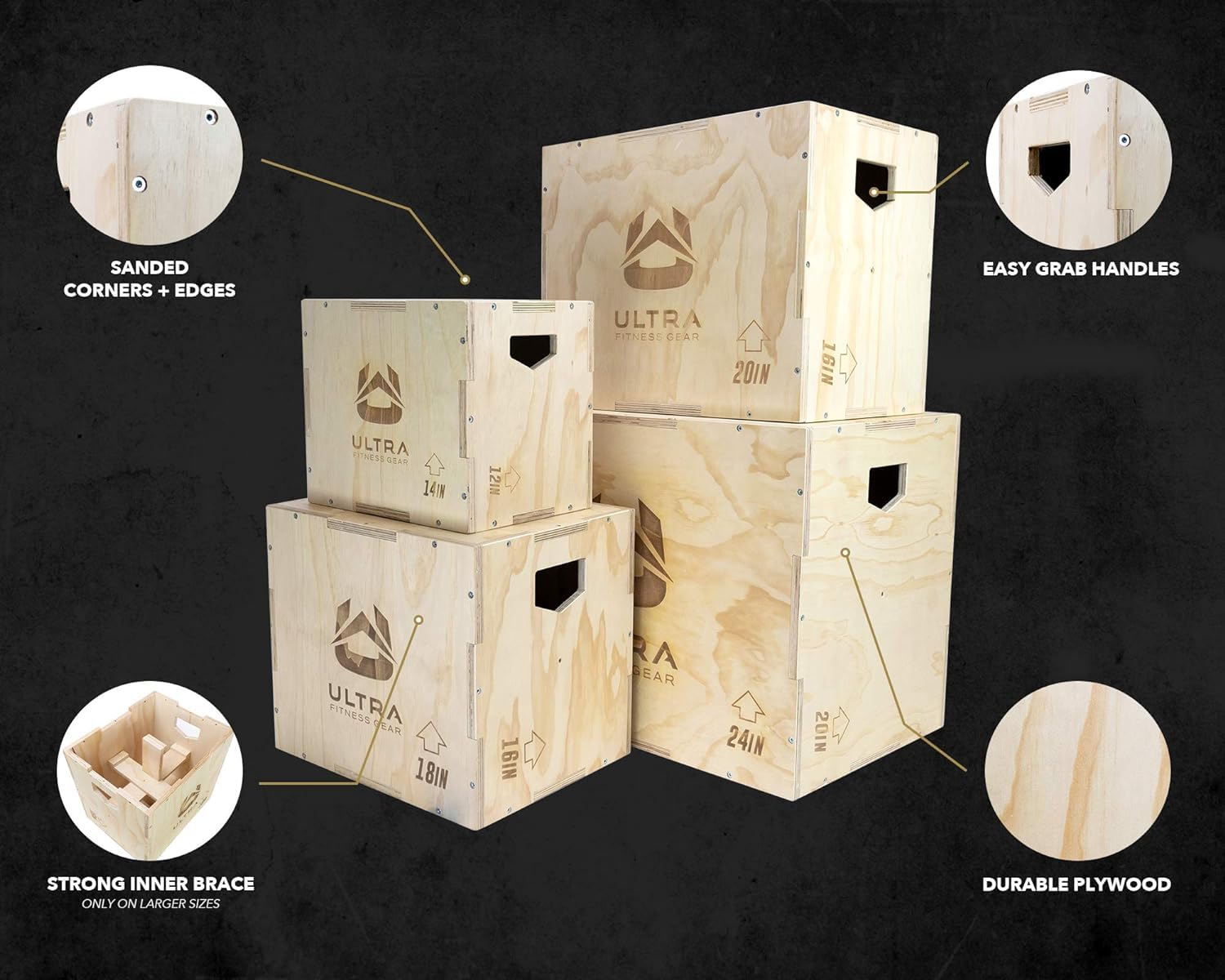 Caja pliométrica de madera 3 en 1 para salto, entrenamiento de artes marciales mixtas.