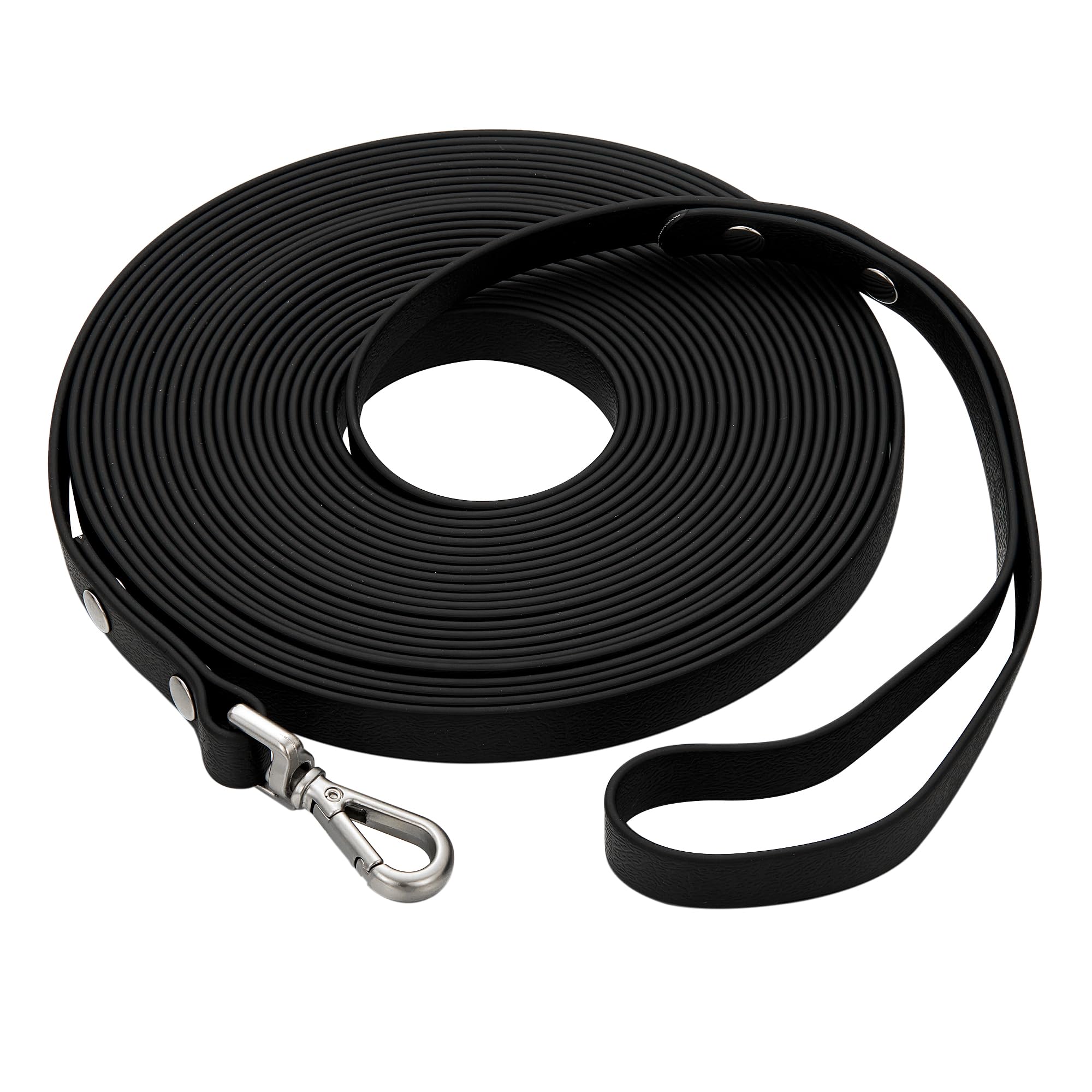 Waterproof Long Dog Training Leash 30ft Outdoor PVC Dog Leashes Great for Large Medium Small Dog Training Lead,Beach,Yard,Play,Camping(Black