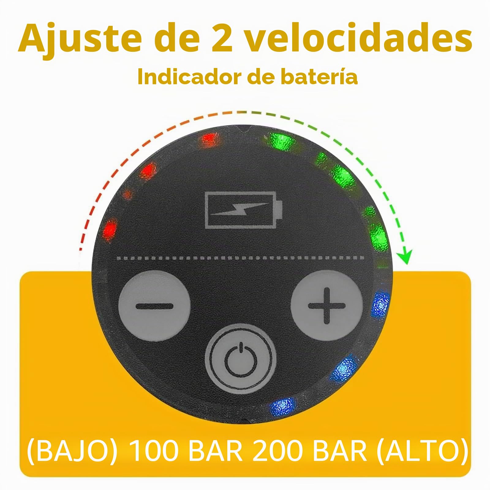 Limpiador de alta presión a batería, Max 200 bar con 15000 mah baterías, pulverizador de espuma, 6 en 1 multiuso boquilla y 180 ° boquilla giratoria para limpieza y riego