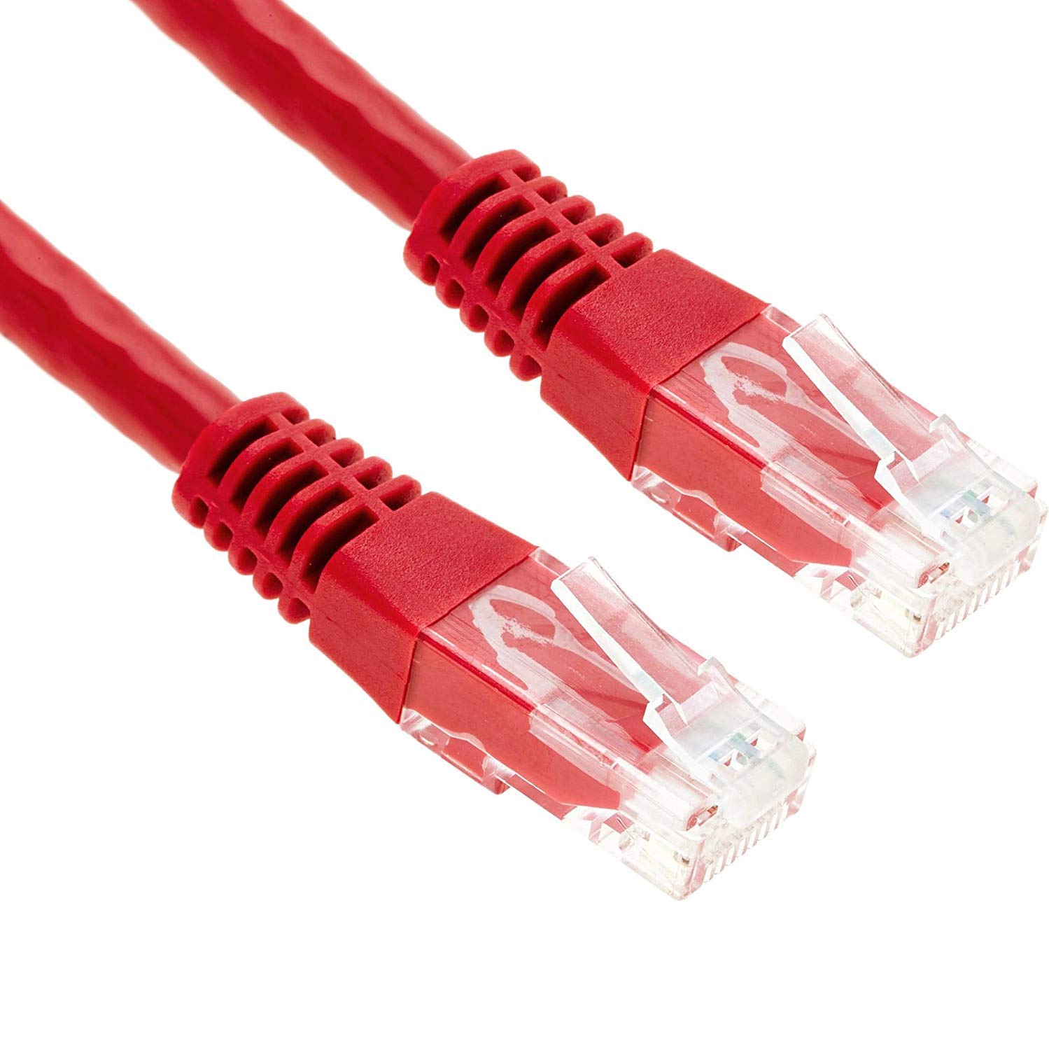EXC 973025 Male to Male Cat5e UTP Patch Cable with RJ45 Snagless Connector - Red