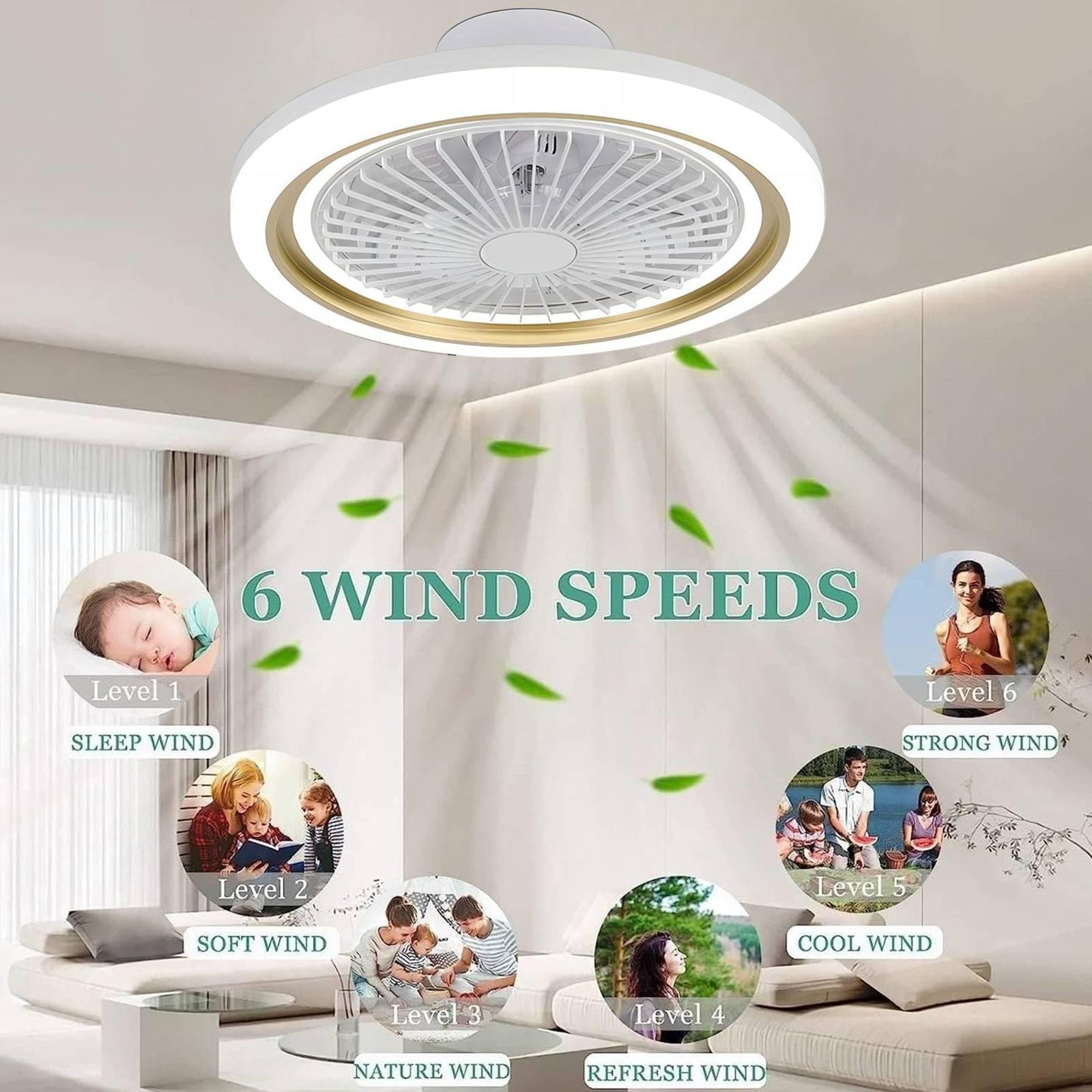 Ventilatore Silenzioso Camera Letto Ventilatore Da Soffitto Con Luce LED Dimmerabile, Telecomando, 6 Velocità, Design Fiore - Per Camera E Soggiorno Ventilatore LED Dimmerabile Telecomando