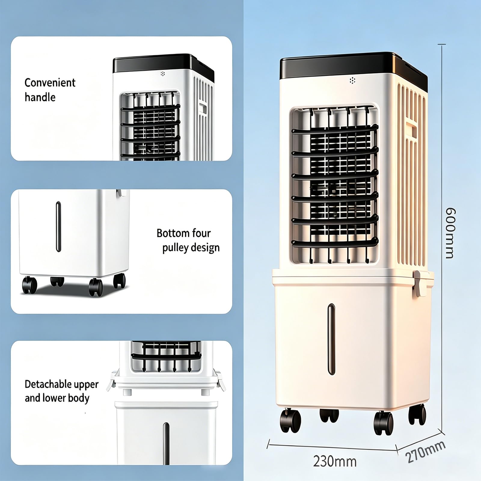 Raffrescatore D'aria Portatile Con Serbatoio Da 10l, Oscillazione Automatica, Timer, Telecomando E Controllo Touch