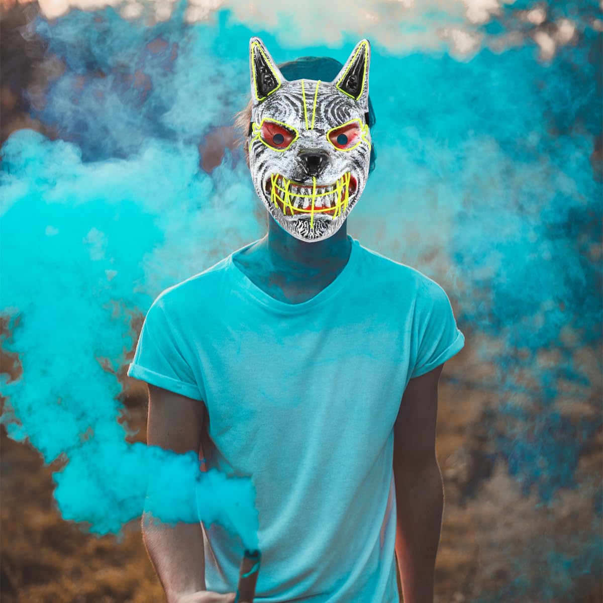 Abaodam Purge Mask LED Light Up Mask LED Halloween Scary for Carnival Cosplay Costume Scary Full for Men Women Light Up Party - Image 4