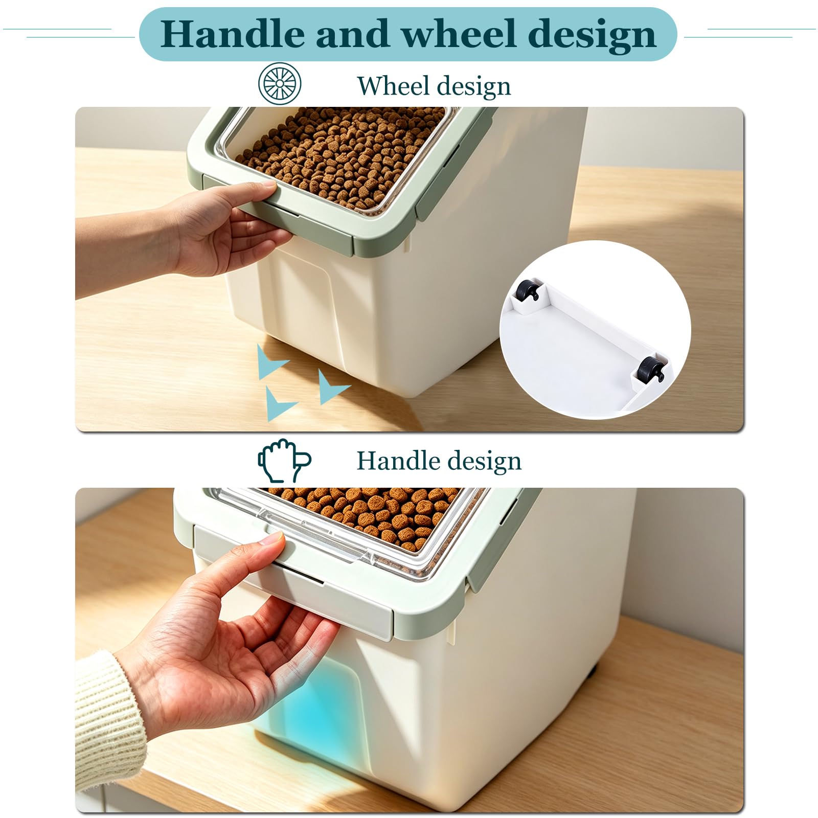 8 kg luftdichter Aufbewahrungsbehälter für Tierfutter mit Deckel (Cyan, groß)