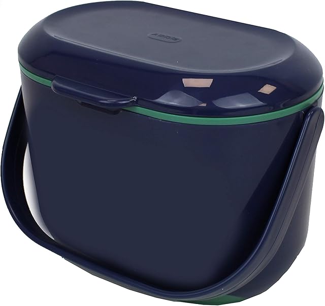 All-Green Addis Kitchen Compost Caddy  Ink Blue & Sage Green - 2.5L size Composting Guide