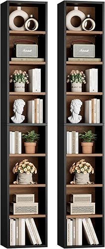 Miniatura 22 de FOTOSOK Estante de torre multimedia de 8 niveles, 11.6 x 9.3 x 70.9 pulgadas, gabinete de almacenamiento delgado para CD y DVD con estantes