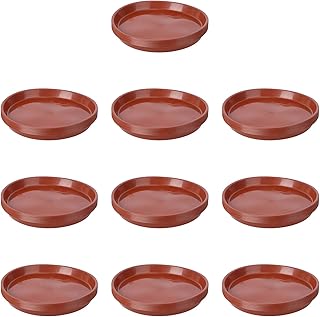 HEMOTON Vaso de Flores Bandeja para vasos de plástico com 10 unidades de plástico, bandeja de gotejamento, pires de vasos de plantas para varanda de jardim com plantador de carne- Tipo 220 (vermelho)