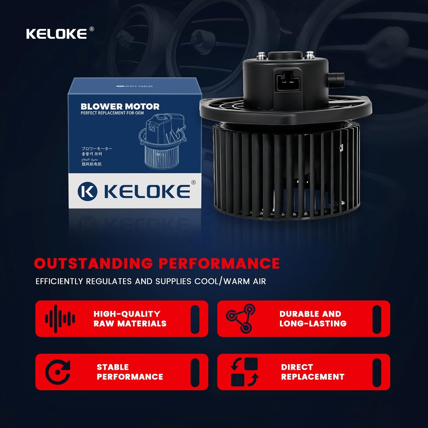KELOKE Front HVAC Heater Blower Motor Fan Compatible with Mitsubishi Outlander 2008-2018, Outlander Sport 2011-2017, Lancer 2008-2017, with Fan Cage, Replace# 700239 SK700239