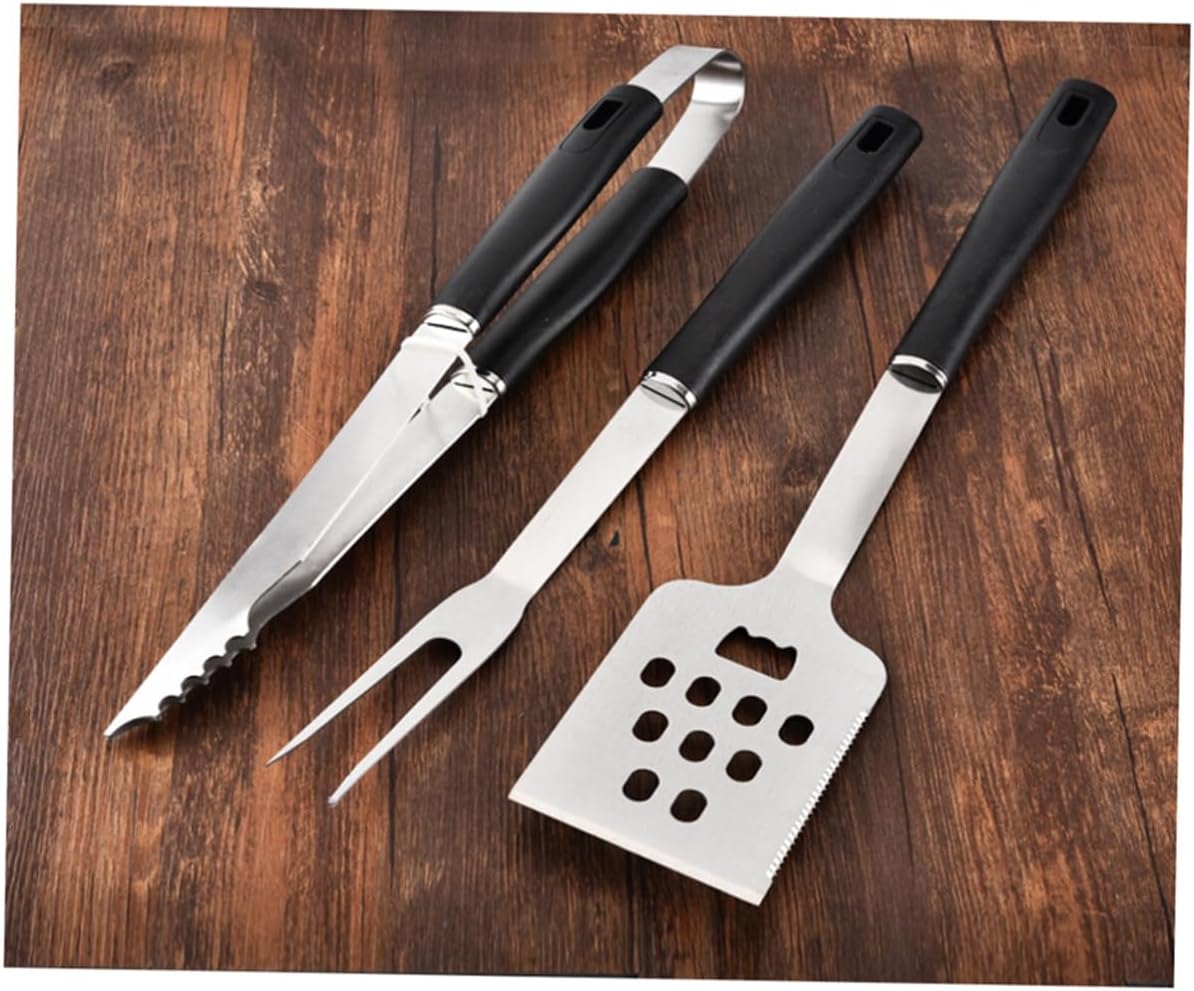 Stainless Steel BBQ Tool Set 3 Piece with Plastic Handles