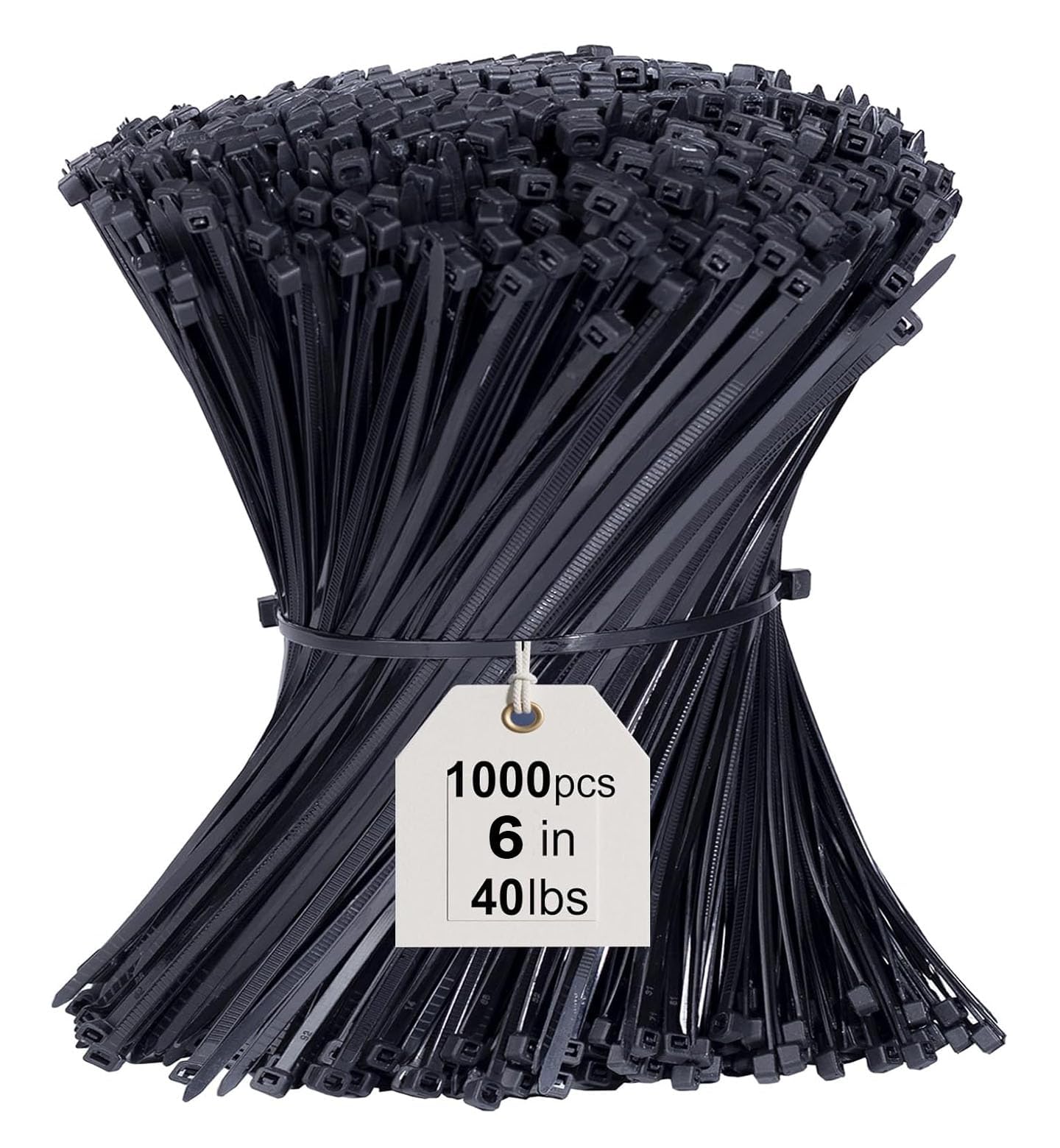 1000 Stück Kabelbinder Schwarz, 150 mm x 3,6 mm Nylon kabelbinder klein uv beständig, 6 inch lang Cable Ties Zugfestigkeit 18kg, Selbstsicherndes Zip Ties für Zur Ordnung von Kabeln, Gartenarbeit
