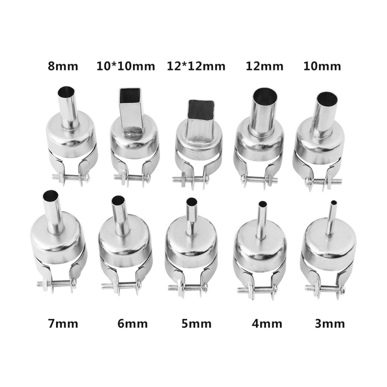 10pcs Universal Heat Gun Nozzle Kit, Soldering Heat Guns Tips For Hot Air Soldering Station Repair Tools