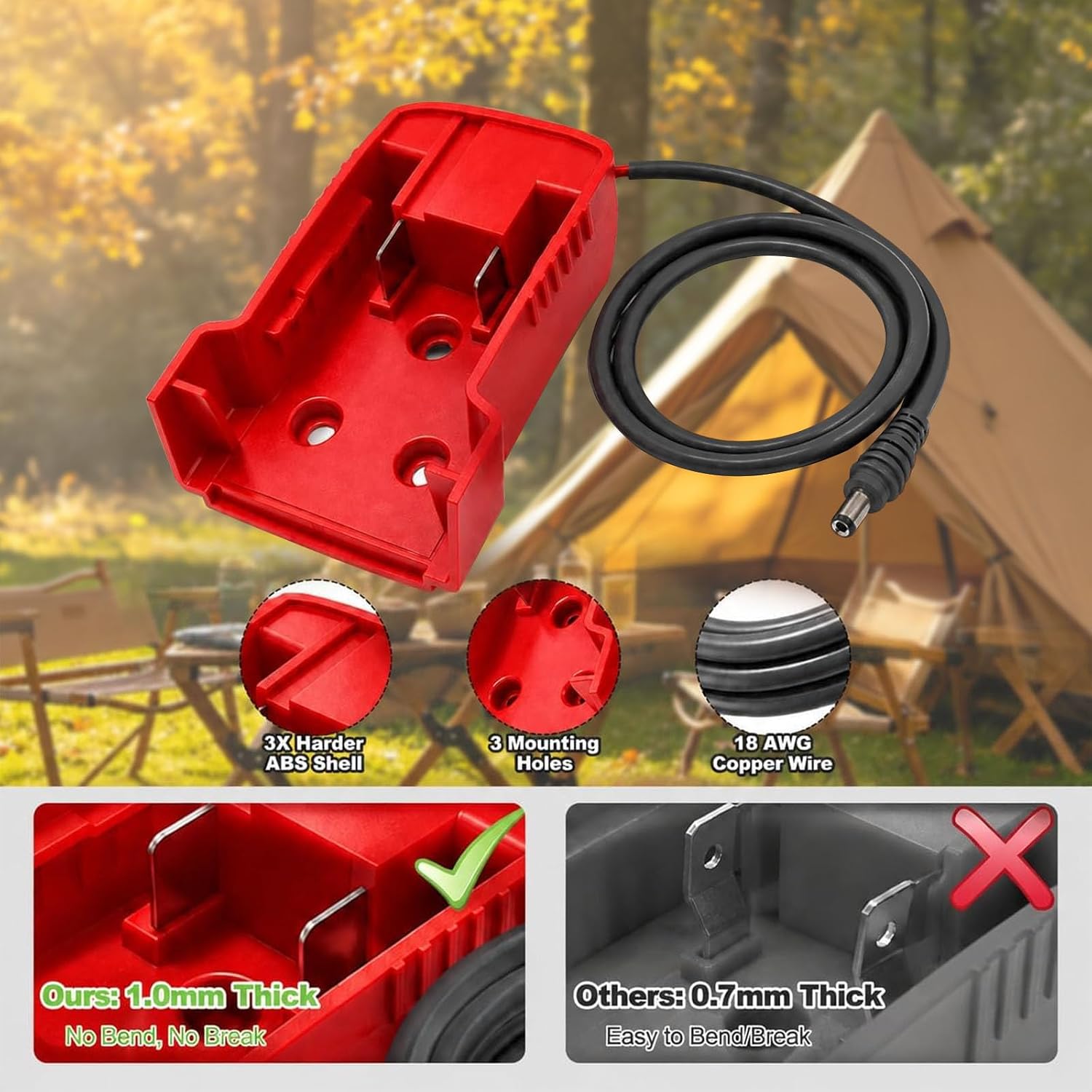 Starlink Mini Battery Adapter Compatible with Milwaukee M18 18V Battery, 3.2FT 18AWG DC Power Cable, Portable Power Cord for Starlink Mini Satellite, Plug & Play for Camping, RV, Jobsite - 1M