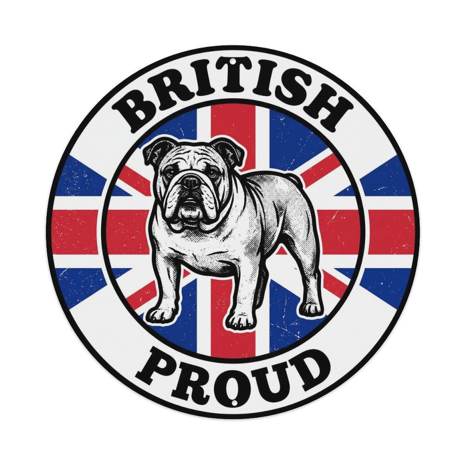 British Proud Bulldog Pet Breed National Emblem Metal Tin Sign