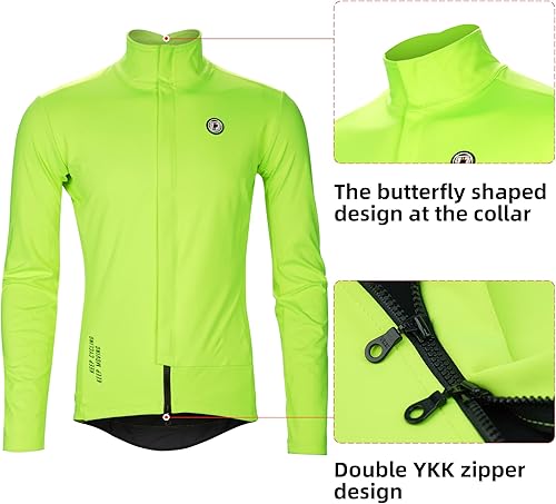Miniatura 5 de Darevie Chaqueta de ciclismo para hombre, chaqueta de bicicleta térmica, softshell reflectante, cortavientos, impermeable