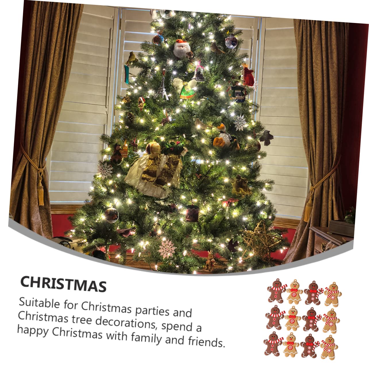 24piezas Adorables Adornos De Jengibre para Colgar El Árbol De Navidad Decoraciones De PVC para Árbol De Navidad para Decorar Fiestas y Celebraciones Navideñas