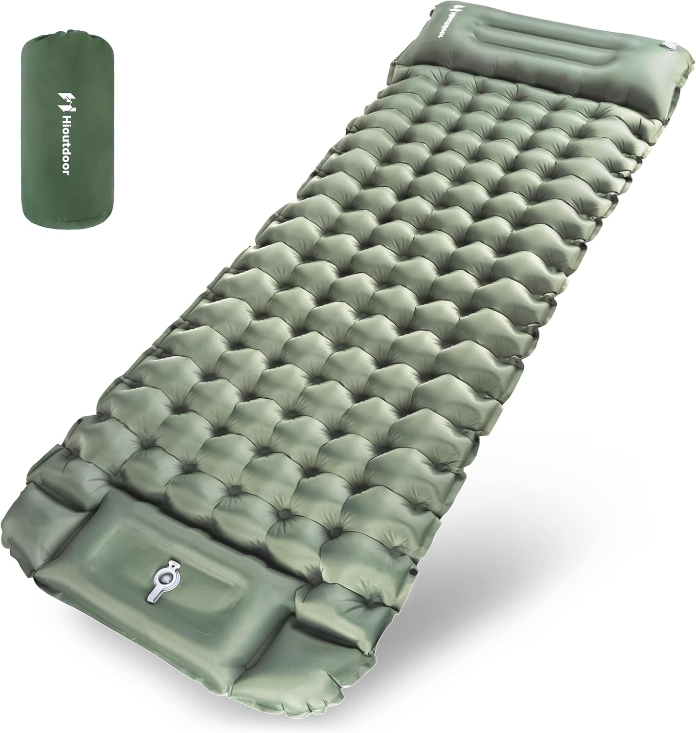 Hioutdoor Zelfopblazende slaapmat, 10 cm, ultralicht, opblaasbaar met voetpers of luchtpom