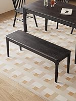 Vista 15 de Banco de comedor, banco de madera de roble macizo, mesa de comedor para interiores, hogar, dormitorio, extremo de cama, restaurante, muebles