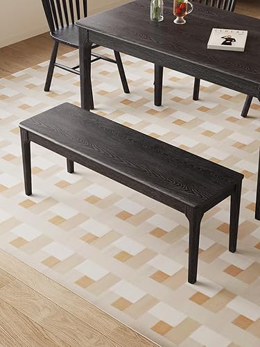 Miniatura 3 de Banco de comedor, banco de madera de roble macizo, mesa de comedor para interiores, hogar, dormitorio, extremo de cama, restaurante, muebles