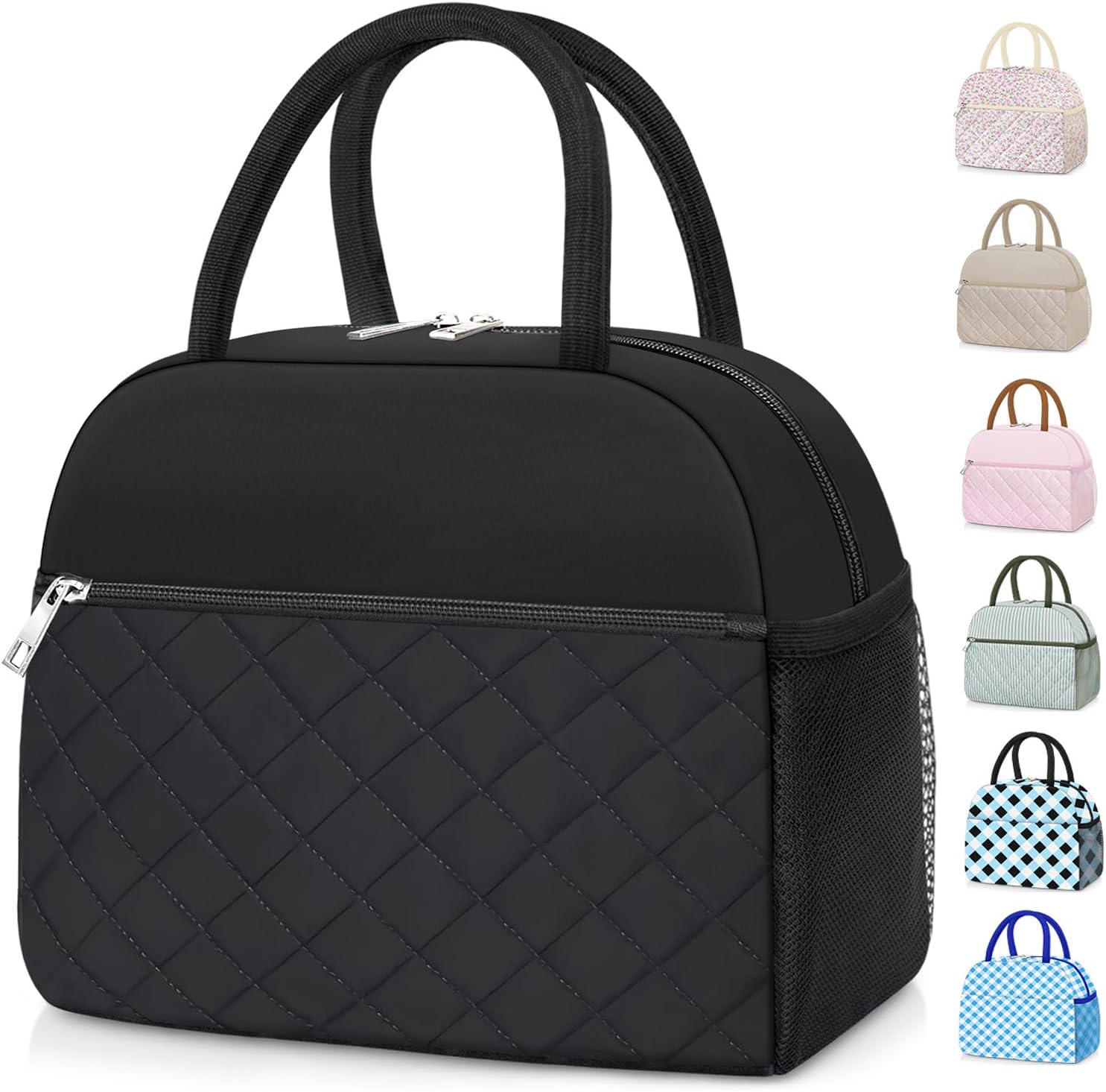 KUBYA Lunch Bag Lunch Box for Women Men Insulated Reusable Large Lunch Tote Bag Adult Leakproof Simple Cooler Bag for Office Work Picnic Beach or Travel, Black
