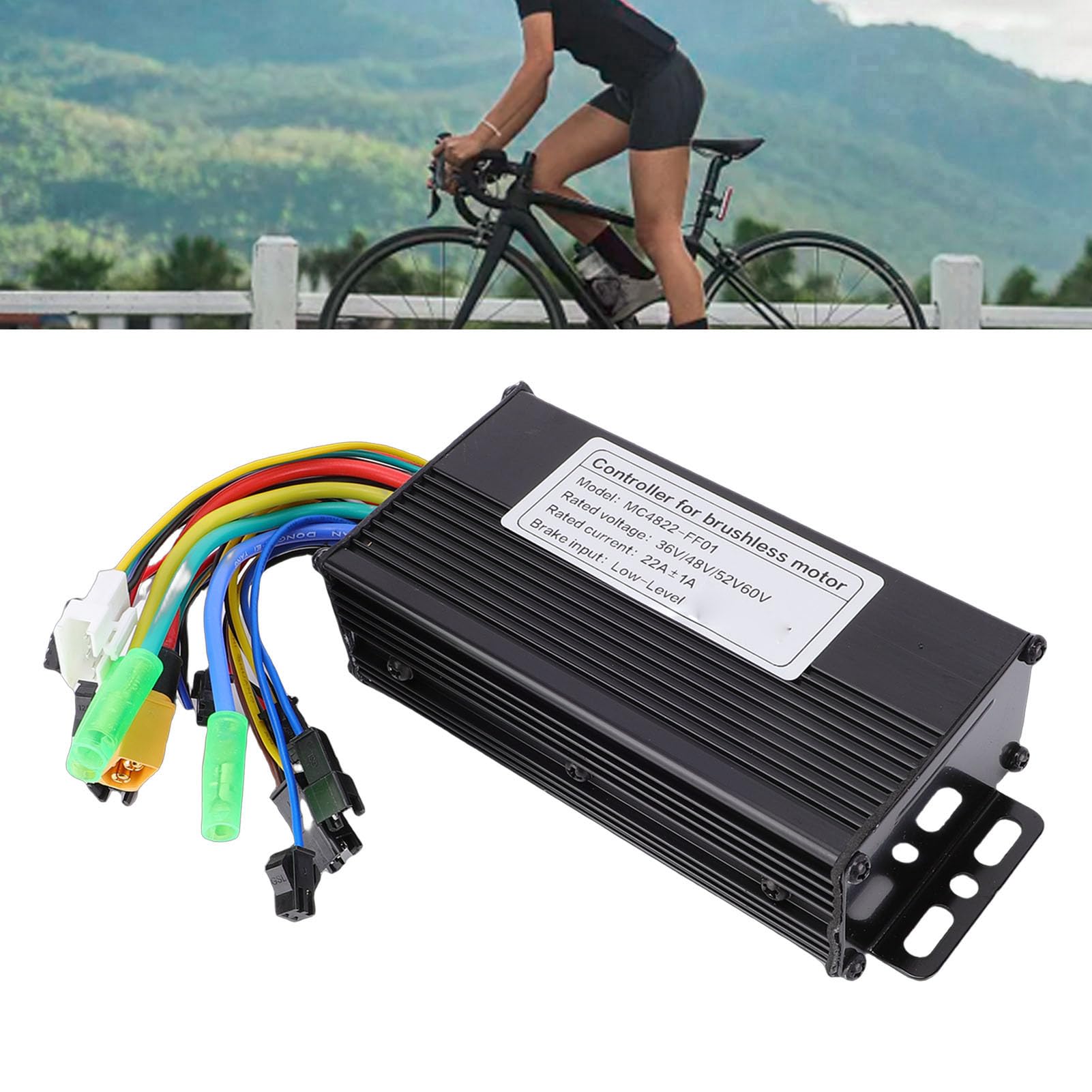 Luocute Contrôleur de Moteur sans Balais pour Vélo électrique, 22 A, 24 V, 36 V, 48 V, 3 Modes, Contrôleur de Moteur sans Balais avec Ligne Lumineuse, Accessoires de Scooter pour Moteur
