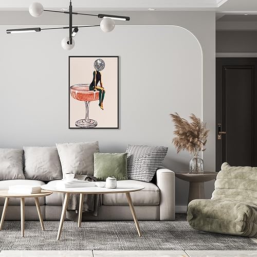 Miniatura 4 de Beshdomp Póster retro con cabeza de bola de disco Funky Disco de los años 70, pintura de cóctel funky arte de pared de bola de espejo de lujo, arte