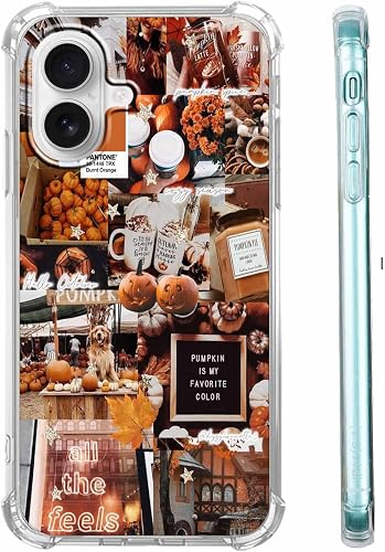 Hsondcn Case for iPhone 16 with Autumn Design,Aesthetic Fall Pumpkin Halloween C