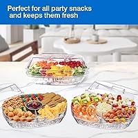 Vista 4 de INNOVATIVE LIFE Bandeja de frutas vegetales de alta gama con tapa, bandeja para servir verduras enfriadas con hielo en la parte inferior, perfecta