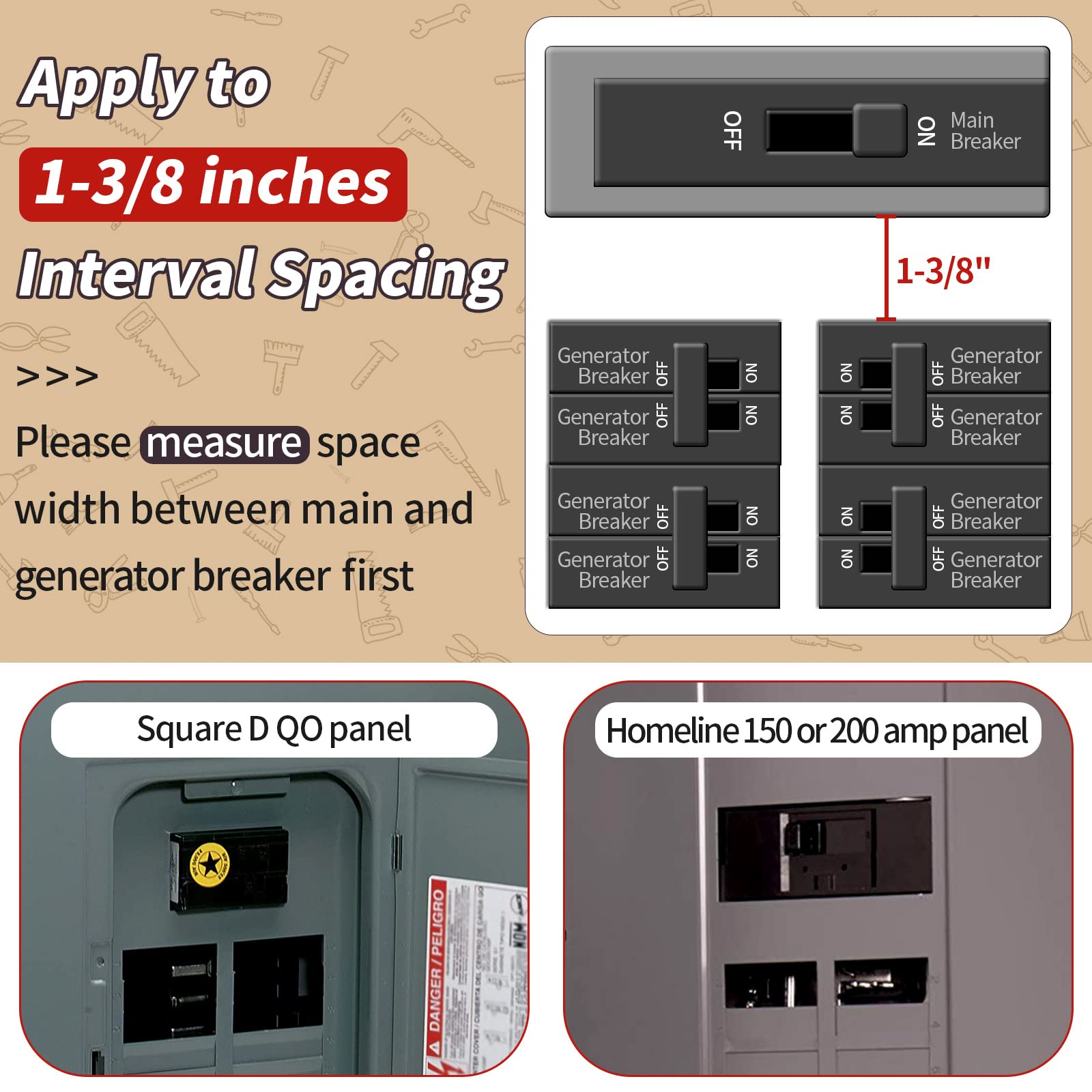 Generator Interlock Kit Compatible w/ Square D QO & Homeline 150 or
