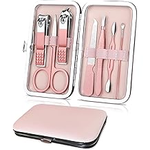 WOXVM Premium Manicure Set, 7 in 1 Professional Nail Clippers Scissors Pedicure Kit, Stainless Steel Cuticle Nail Care Tools with Luxurious Travel Case, Portable Manicure Grooming Kit Gift for Women