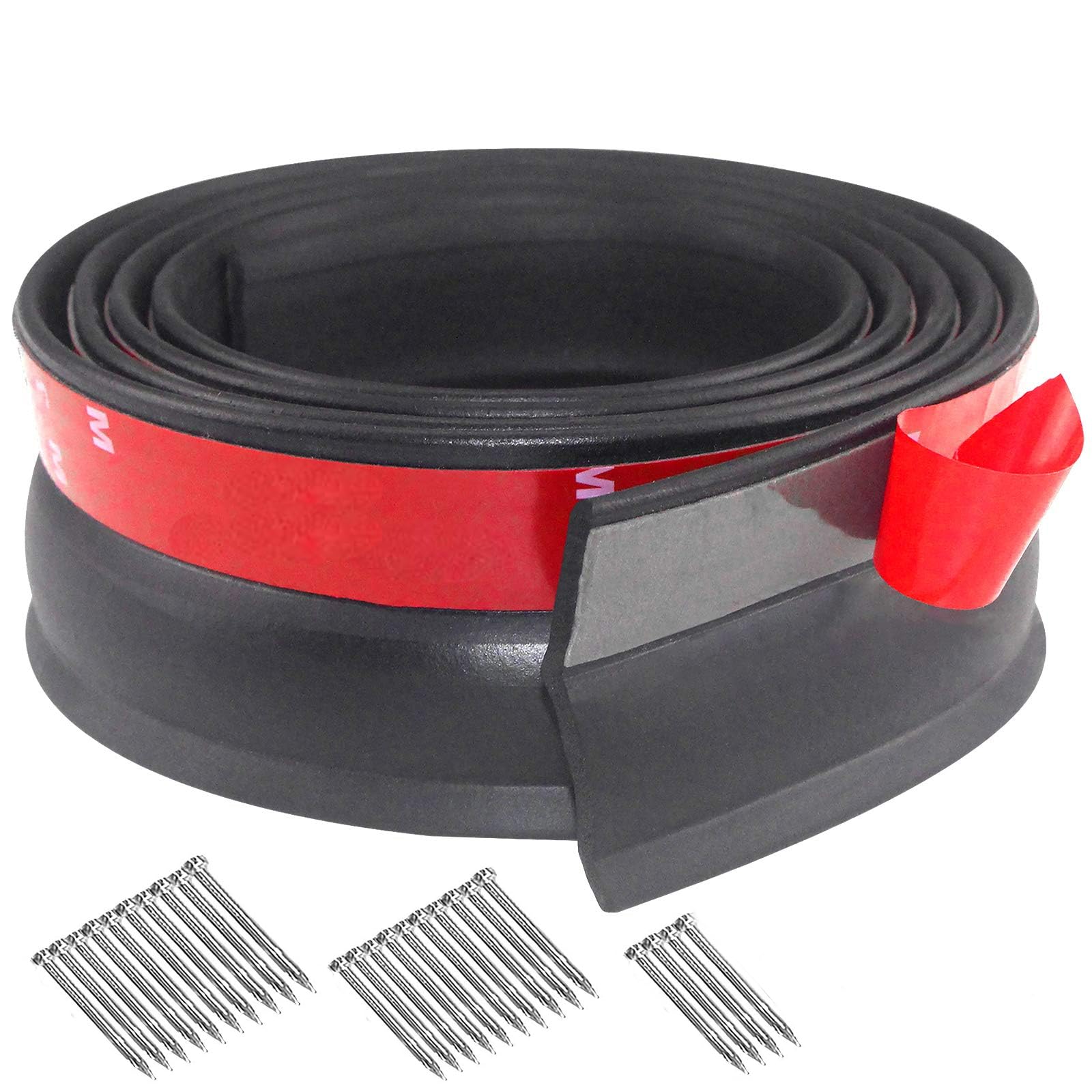 YQBFTC Garage Door Seal 6 Meters,Garage Door Seals Bottom Rubber Strip Garage Door Draught Excluder with Nails,Garage Door Weather Strip Durable Top and Side Seal for Leaf,Dirt,Weather Protection