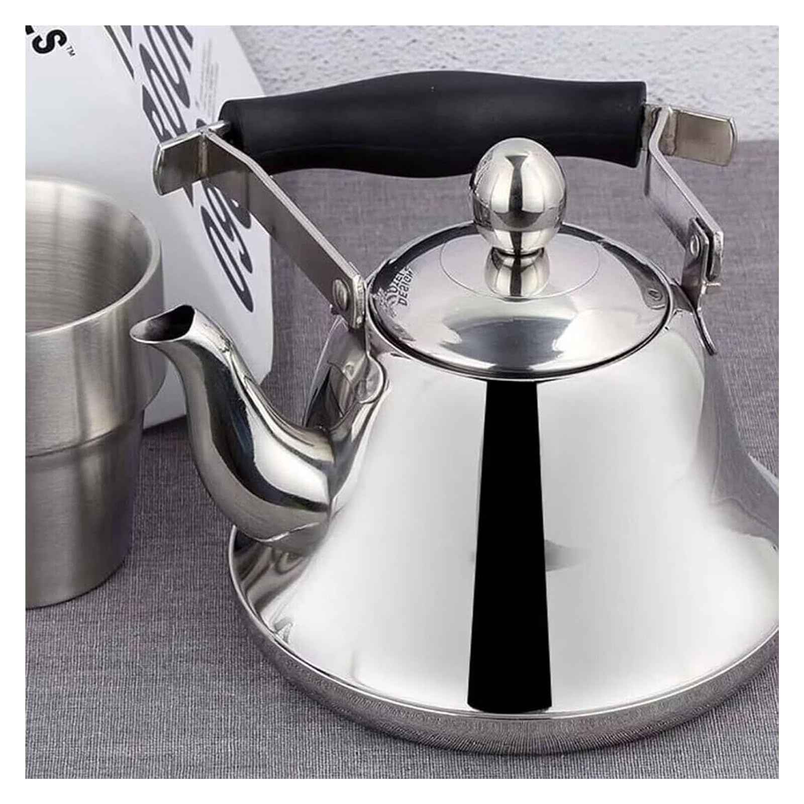Tetera silbante for estufa, de acero inoxidable apto for uso alimentario con asa ergonómica plegable for cocinas de gas, inducción y eléctricas.(Silver,3L)