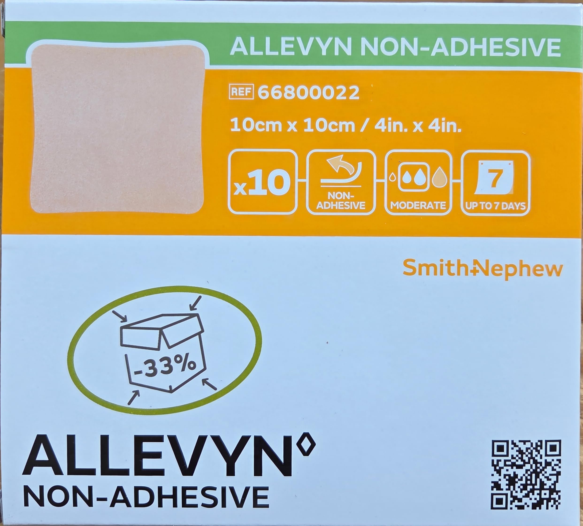 Smith & Nephew ALLEVYN Non-Adhesive, 10cm x 10cm Schaumverband nicht haftend,