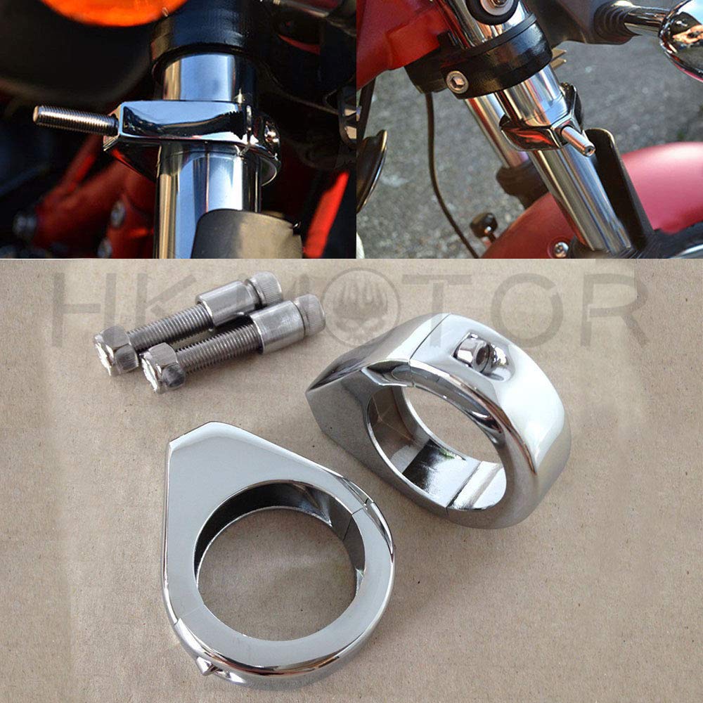 HONGK- Motorcycle Turn signal Clamps Compatible with H-D Softail Mount Bracket 39mm Fork Chrome [B01C0STJR4]