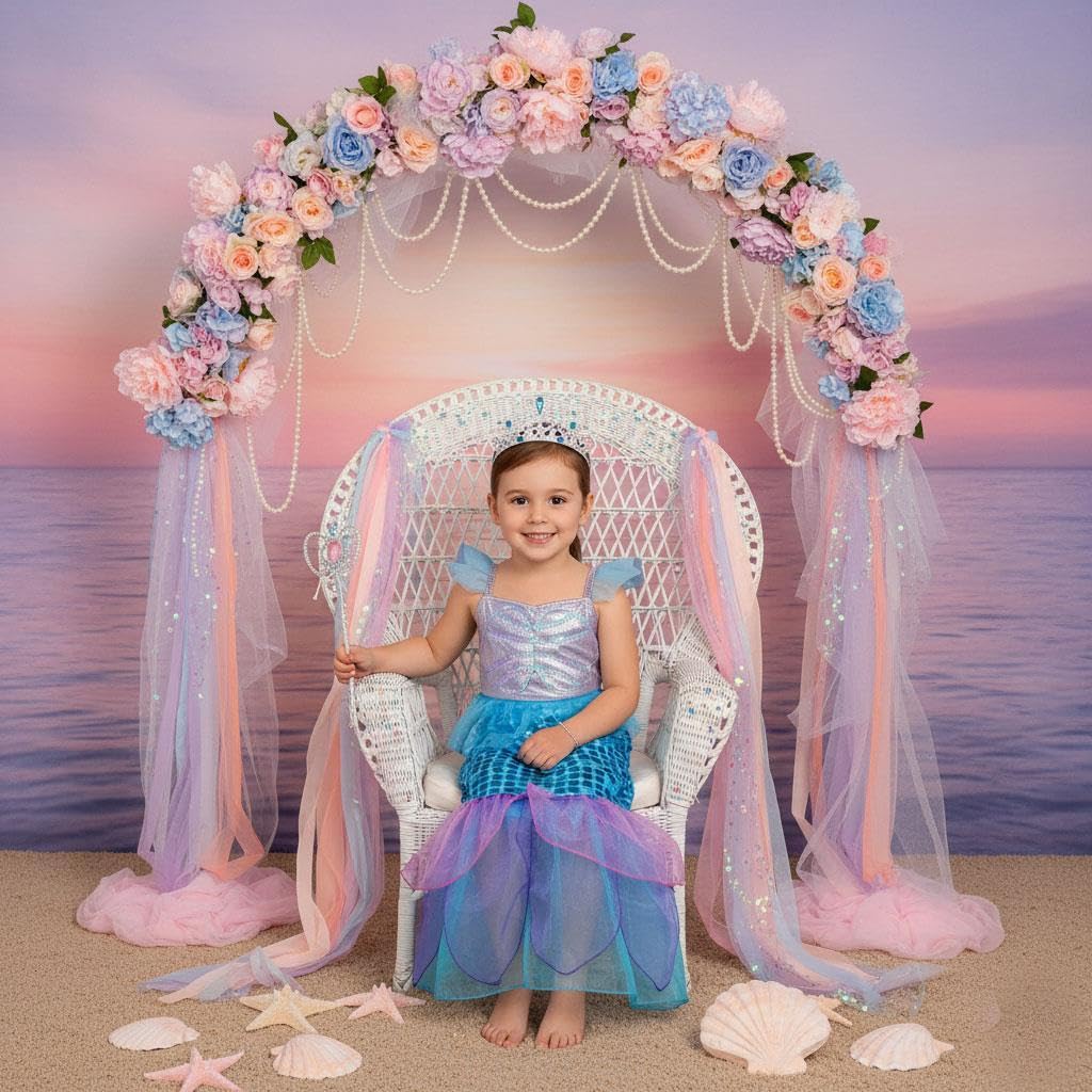 A2Z 4 Kids Meerjungfrau-Halloween-Kostüm für Mädchen, Kleid mit Krone, glitzerndes Pailletten-Design, Kostüm, Halloween, gruselig, Schulpartys, Cosplay, Event, Karneval, Kostüme, Größen 3 bis 14 Jahre