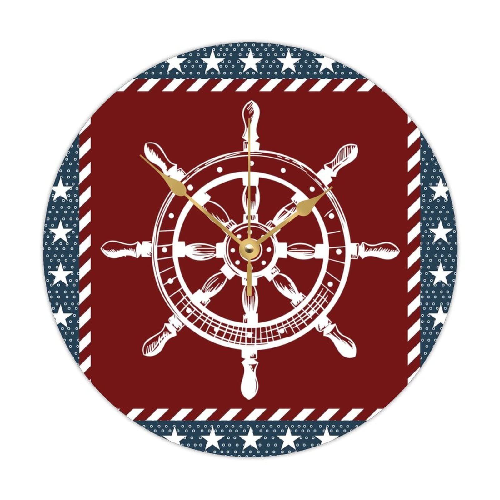 Horloge en bois drapeau américain de 38 cm pour cuisine rustique et grand salon