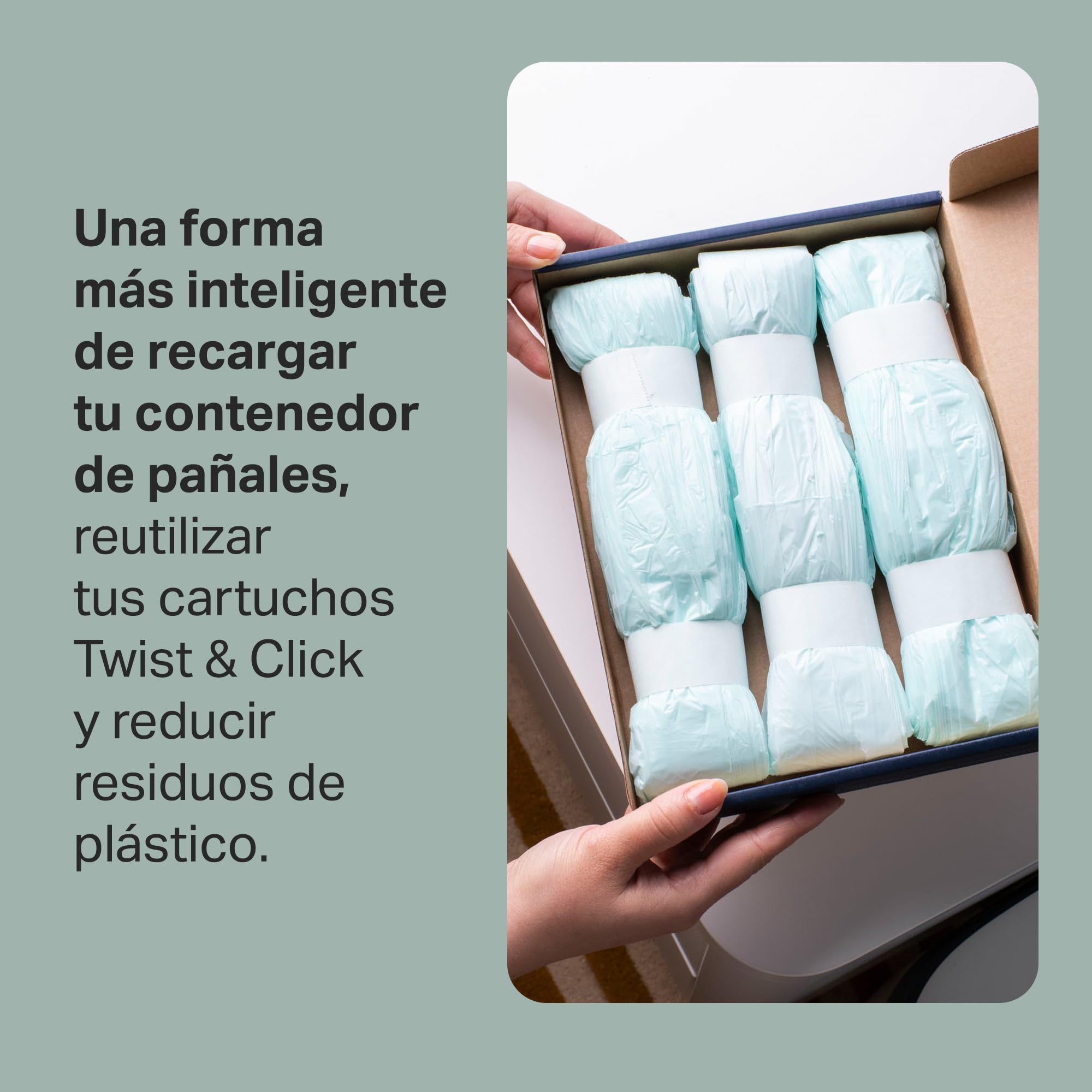 Tommee Tippee Bolsas de recambios para contenedor de pañales Twist & Click, Pack de 18 láminas multicapas antibacterianas* de 10,5 m para recambios Twist & Click, 18 x 10,5 m