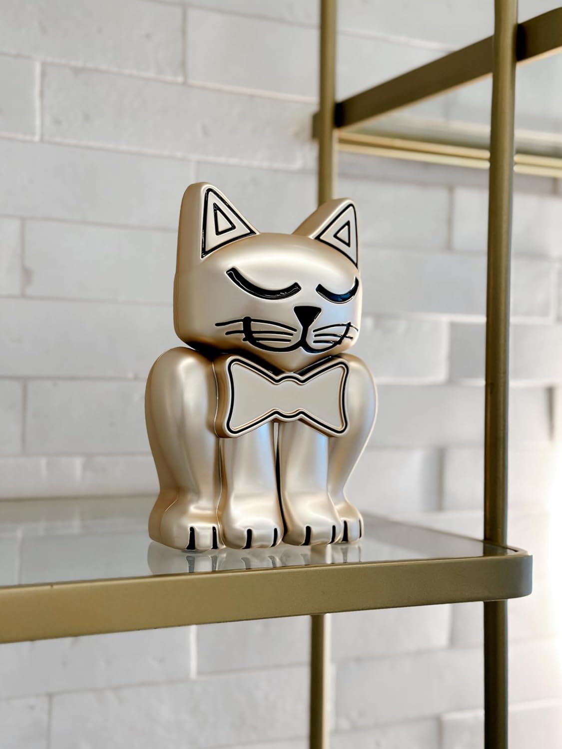 PETMEMORY Urn for Cat Ashes – Eco-Friendly ABS Memorial Keepsake, Cute Matte Gold Kitten Design, Funeral Urn for Pet Loss Tribute, for Pets up to 66 lbs – 5.66" x 8.26" x 2.40"